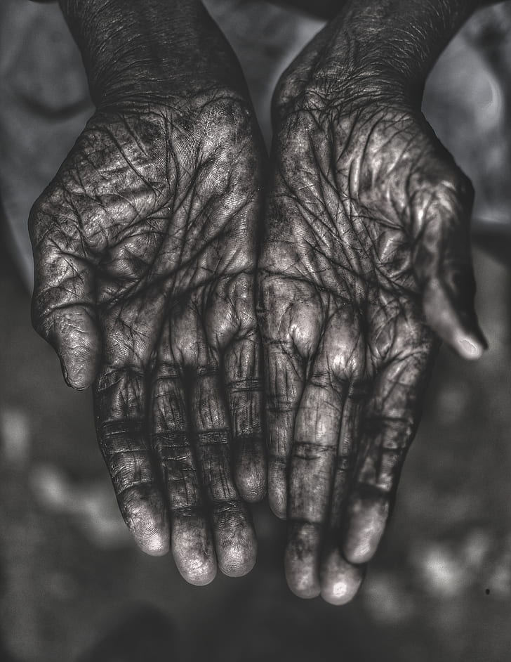 palm, hands, dirty, hand