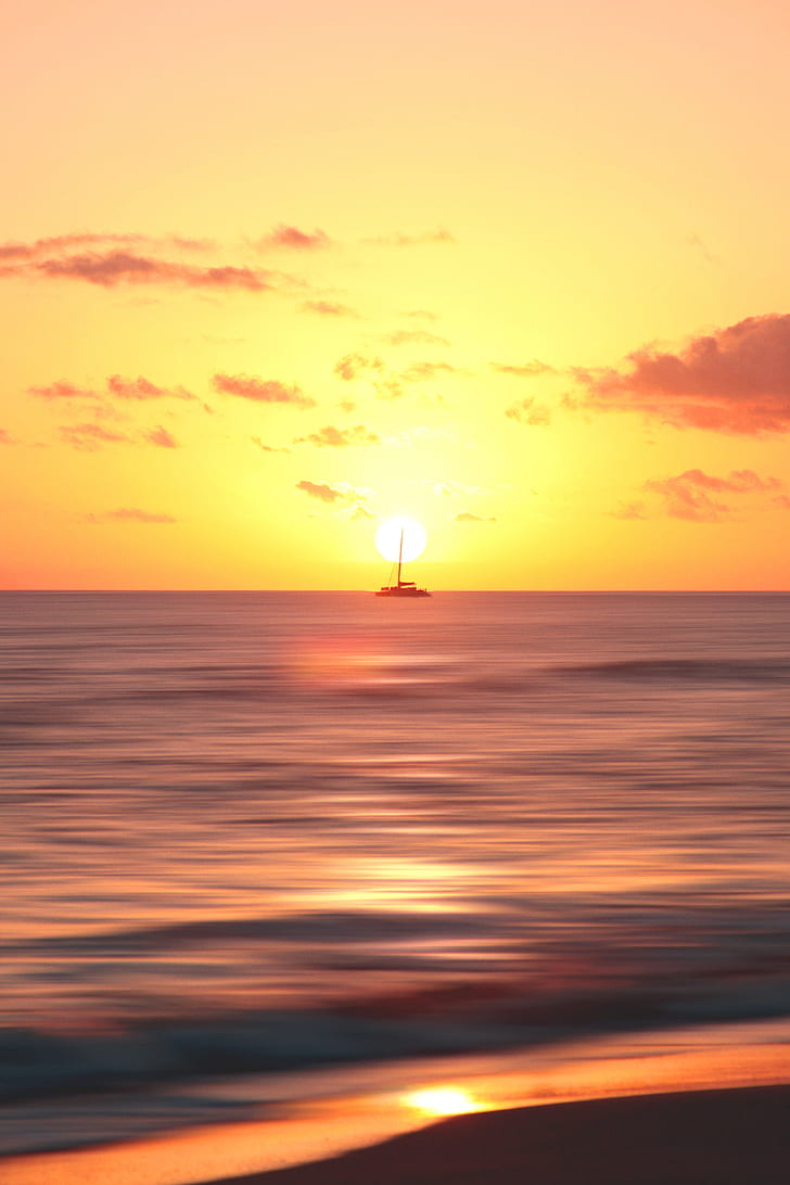 Royalty-Free photo: Sunset, sunrise, orange, cloud, horizon | PickPik