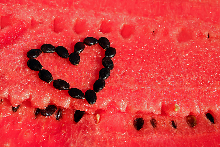 black watermelon seed forming heart