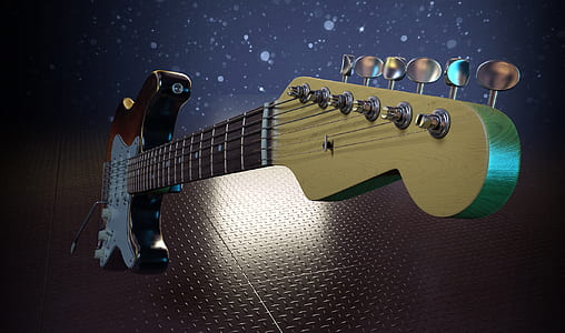 black stratocaster guitar digital wallpaper