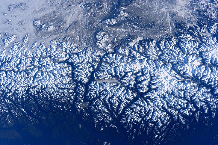 snow-capped mountain on aerial photography