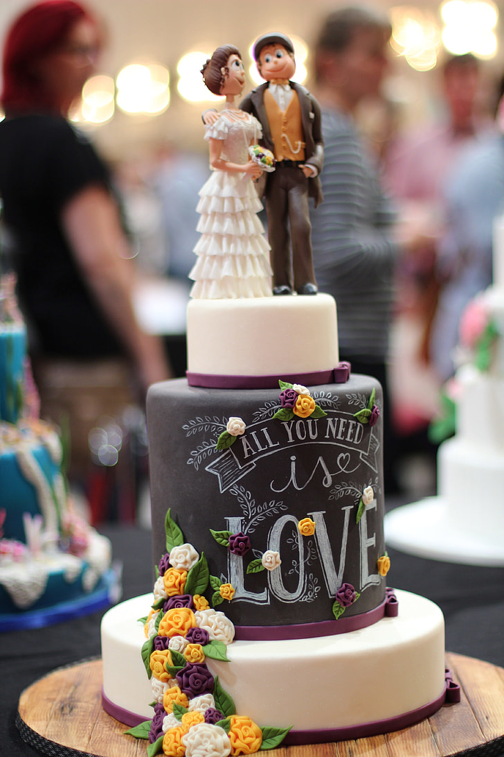 photo of wedding cake on table