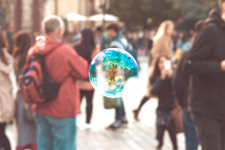 Colorful Bubble With Reflection of Prague Buildings