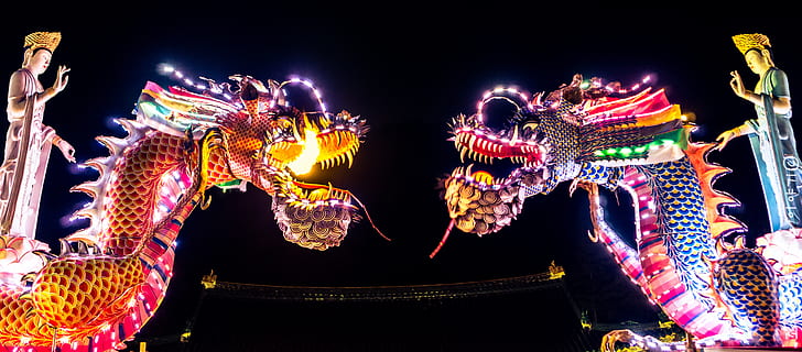 two dragons during night times