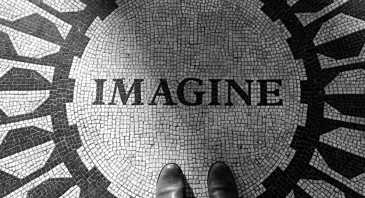 high-angle photography of Imagine floor