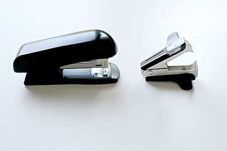 Office stapler and paperclip