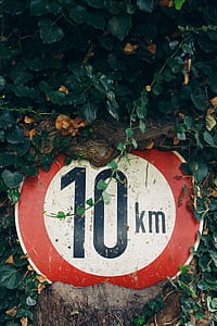 Red and White 10 Km Sign