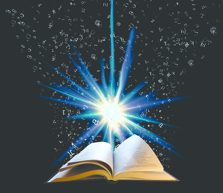 book opened with blue light