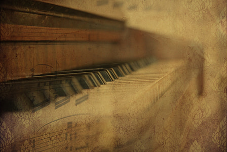 brown piano painting