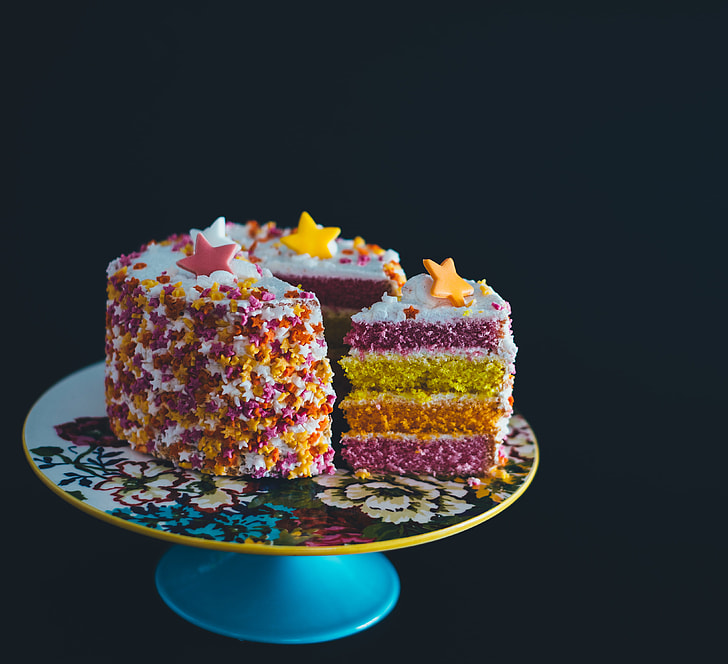 flavored cake on top of cake stand