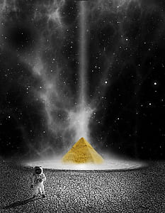 astronaut near pyramid