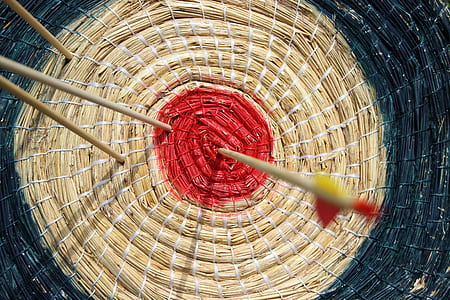 brown arrow on red target