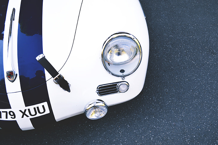 Cropped shot of a classic Porsche sports car