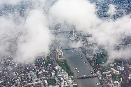 Center of London (UK) with London’s Eye from the Airplane