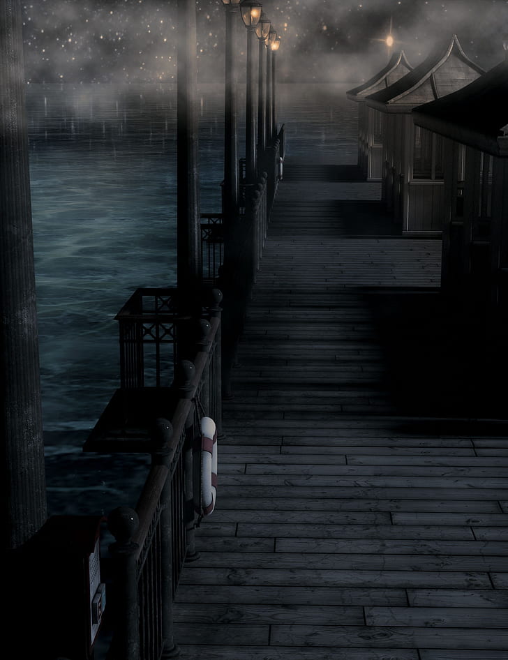 photo black wooden dock