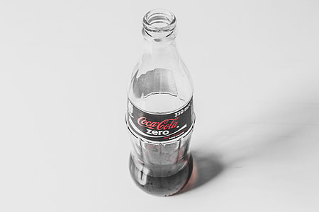 Empty glass soda drinks bottle