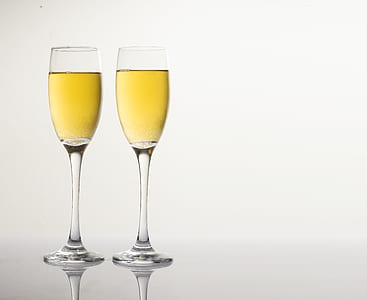 two clear drinking glasses