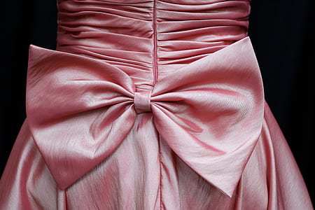 pink ruched dress with bow