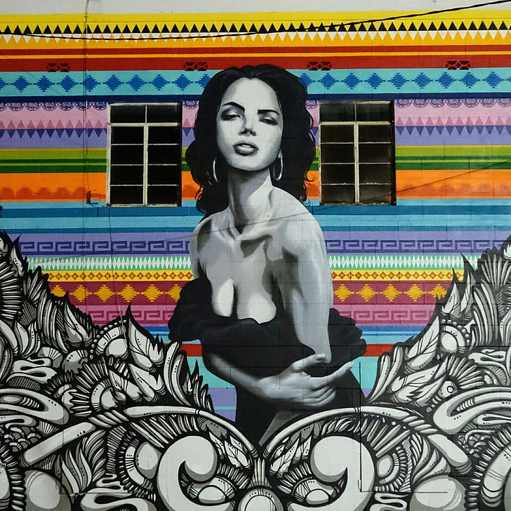 pop art mural painting of woman