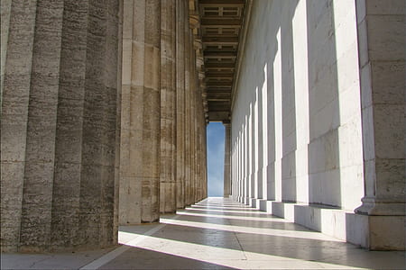 brown and white concrete columns