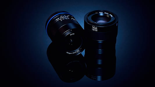 two black DSLR camera lenses