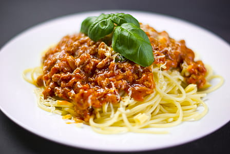 Spaghetti on White Plate