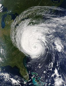 satellite view photo of hurricane near U.S. map