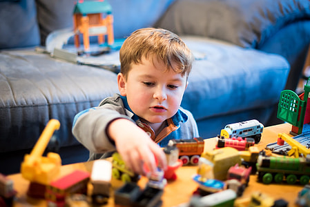 child playing with toys