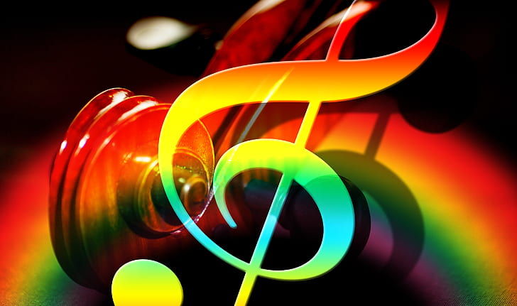 Treble Clef And Notes In The Colors Of The Rainbow On The White