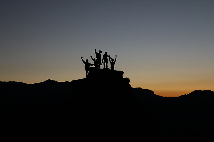 silhouette photo of group of people