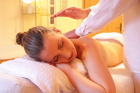 woman having back massage