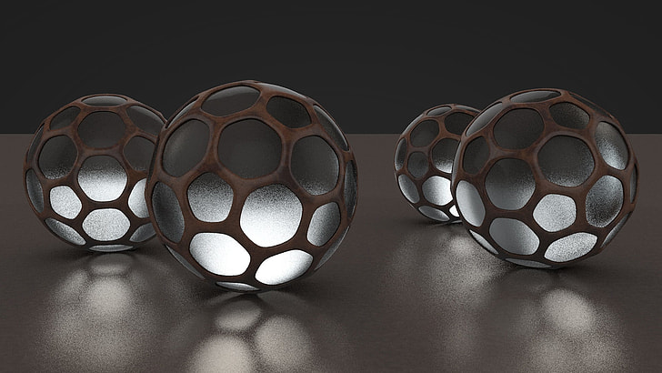 brown-and-grey 4-piece lighted balls