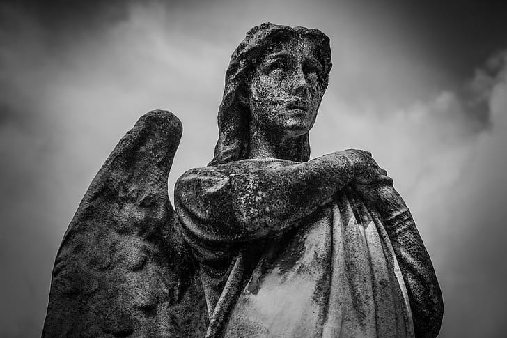 photo of angel concrete statue