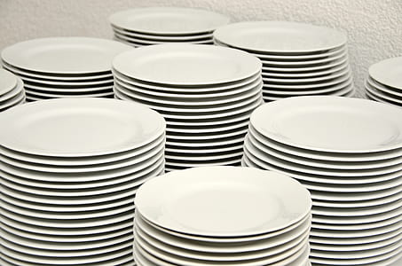 photo of round white ceramic plate lot
