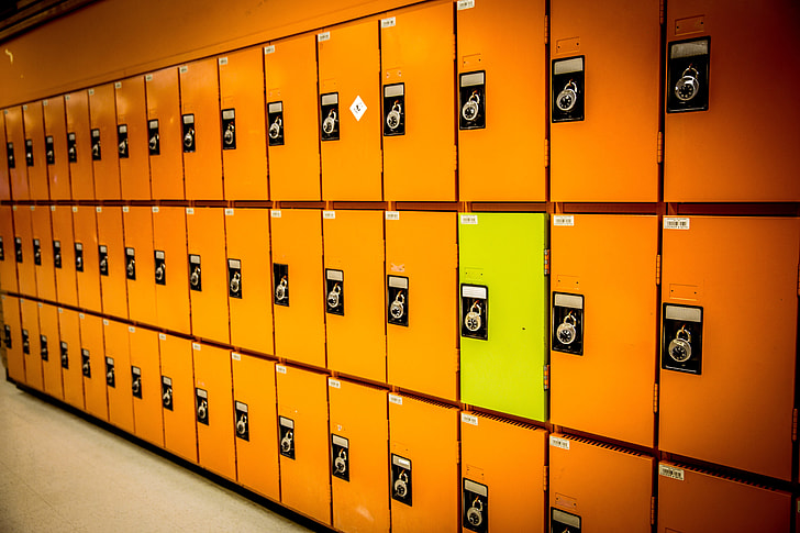 orange steel lockers