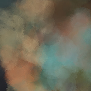 brown and teal abstract painting