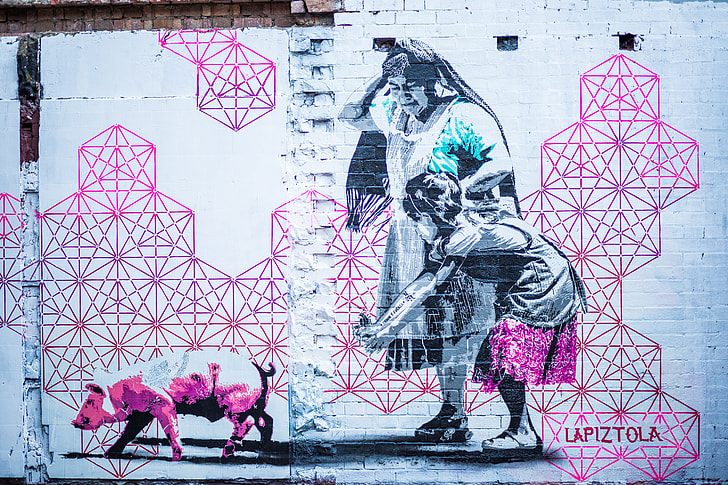 Pink Graffiti Wall Woman Child