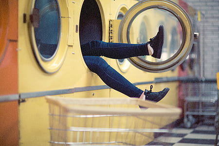 person inside washing machine
