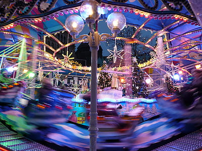 carousel with christmas tress