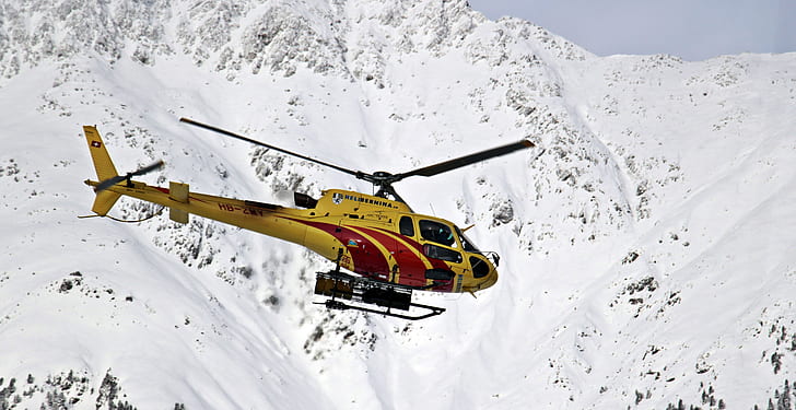 yellow and red helicopter
