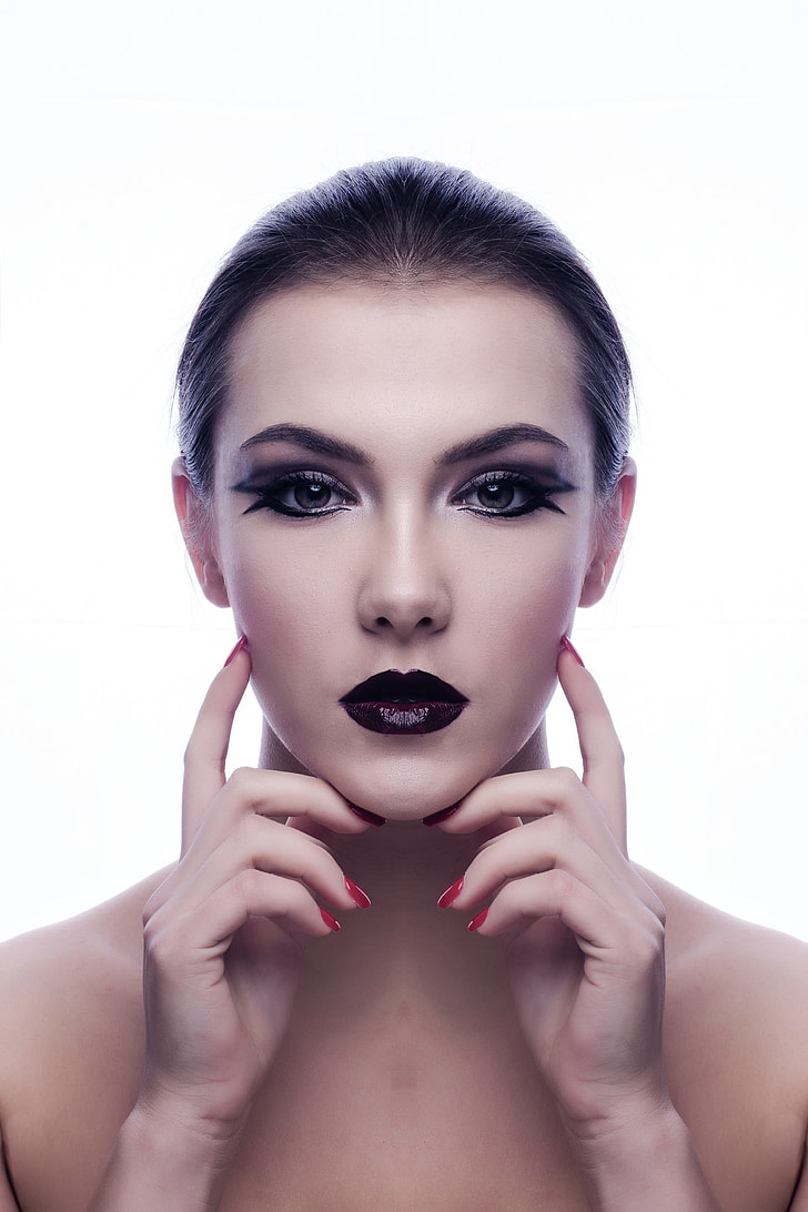woman wearing black lipstick