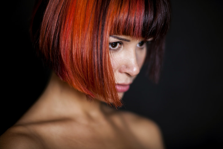 red and black hair woman