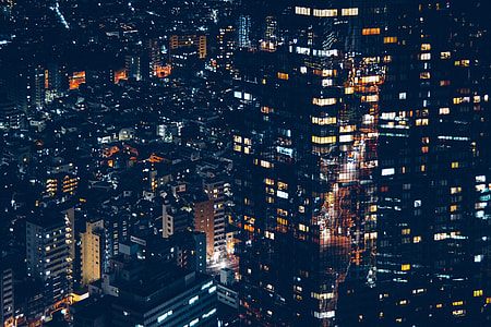 City lights in Tokyo, Japan