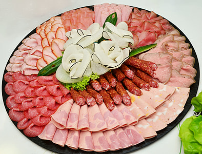 sausage and meat arrangement on plate