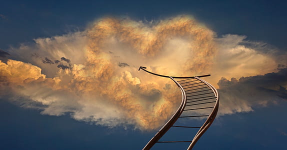 stairs going to clouds illustration