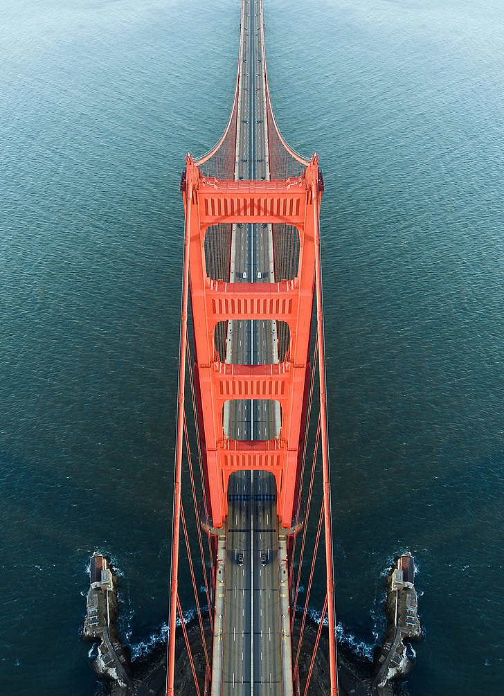high angled photo of Golden Gate Bridge California