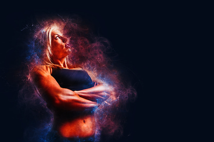 Black Background Woman Smoke Exercise Stock Photos and Images - 123RF