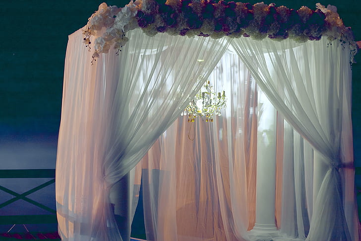 selective focus photographed of white sheer drape curtain