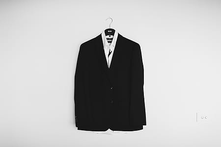 black suit jacket and white dress shirt