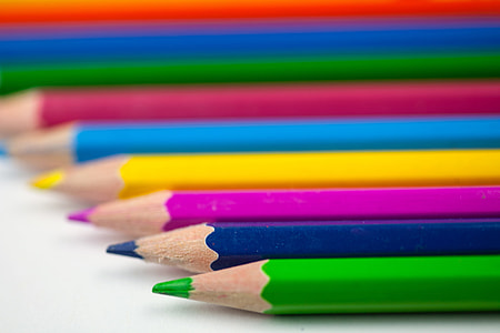 Macro shot of coloured art pencils